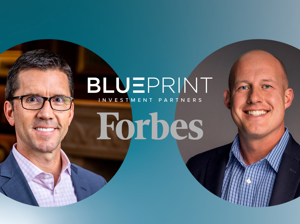 Graphic highlighting Blueprint in Forbes with Jon Robinson and Tommy Mayes