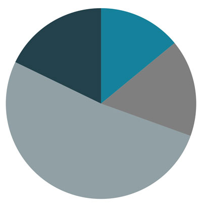 Pie chart showing current allocation among the four macro asset classes