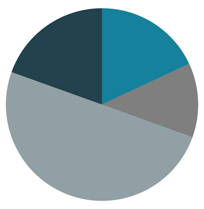 Pie chart showing current allocation among the four macro asset classes