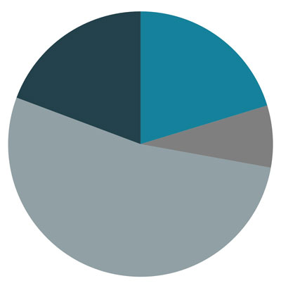 Pie chart showing current allocation among the four macro asset classes