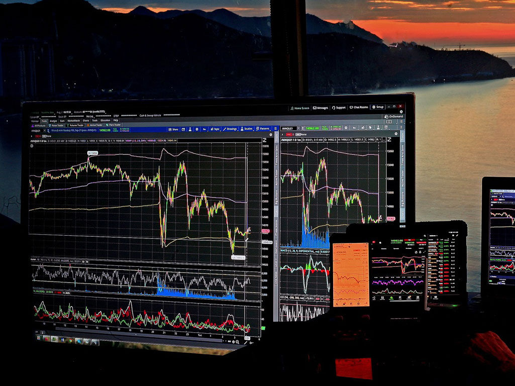 Stock trading computer screens