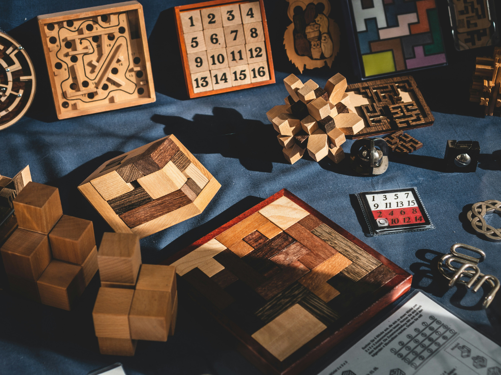 Puzzles and wooden toys