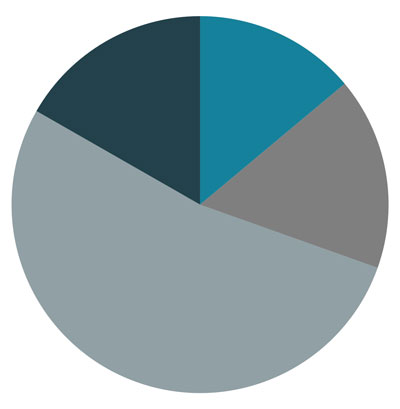 Pie chart showing current allocation among the four macro asset classes